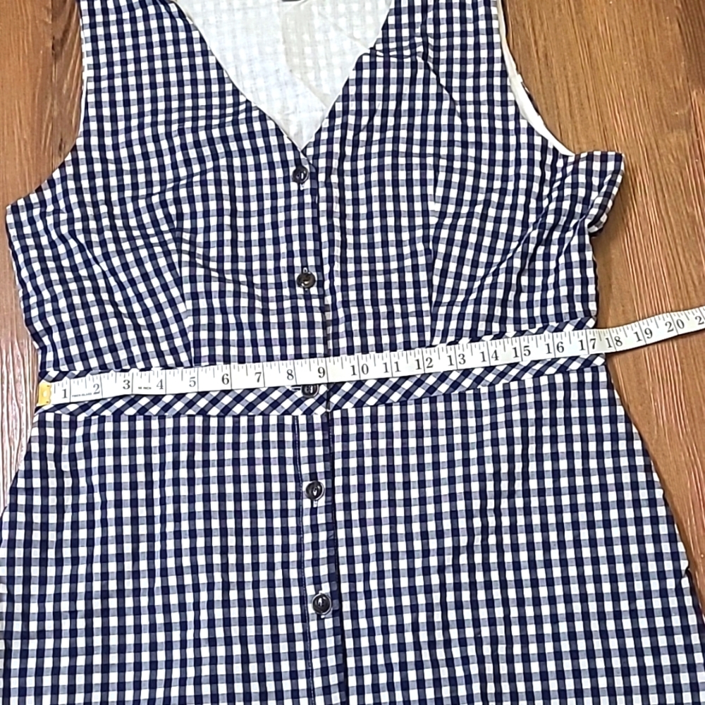 J. Crew Navy and White Gingham Midi Dress - Picture 5 of 16